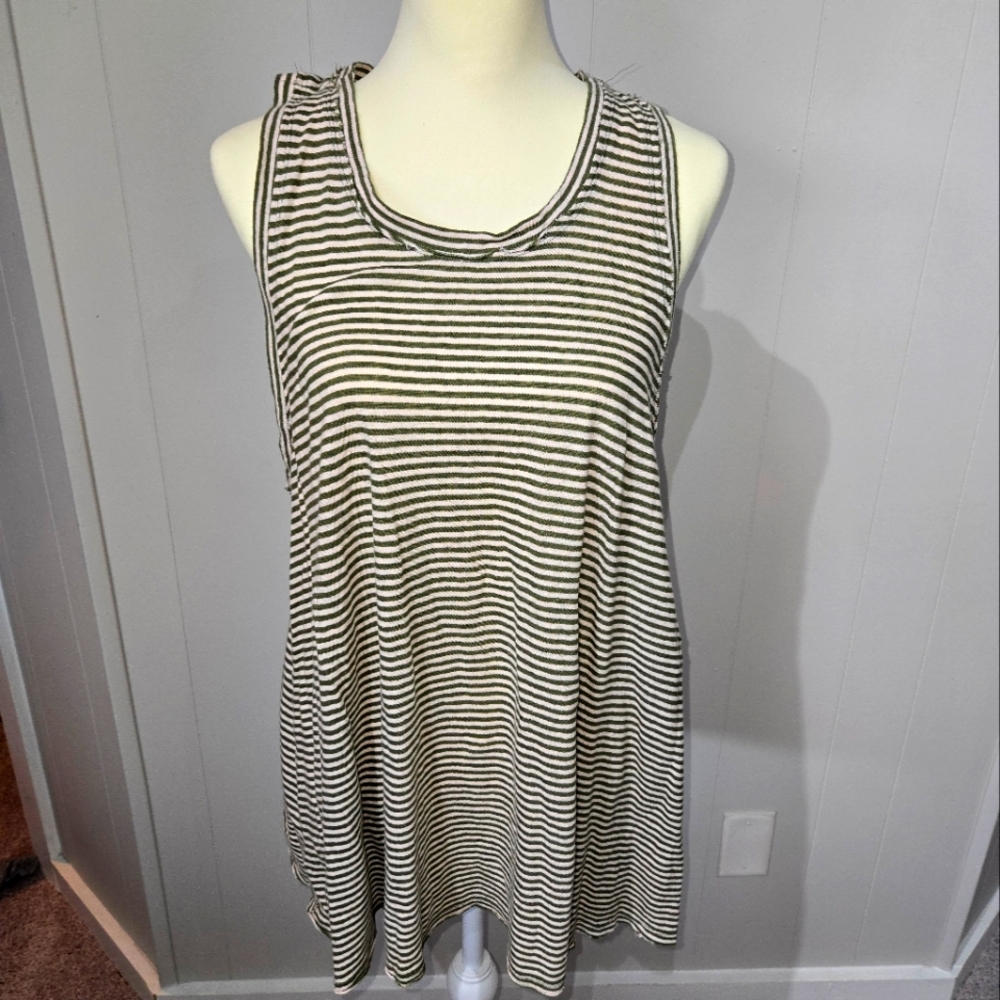 ANTHROPOLOGIE PILCRO Striped olive green and tan tank top tunic
